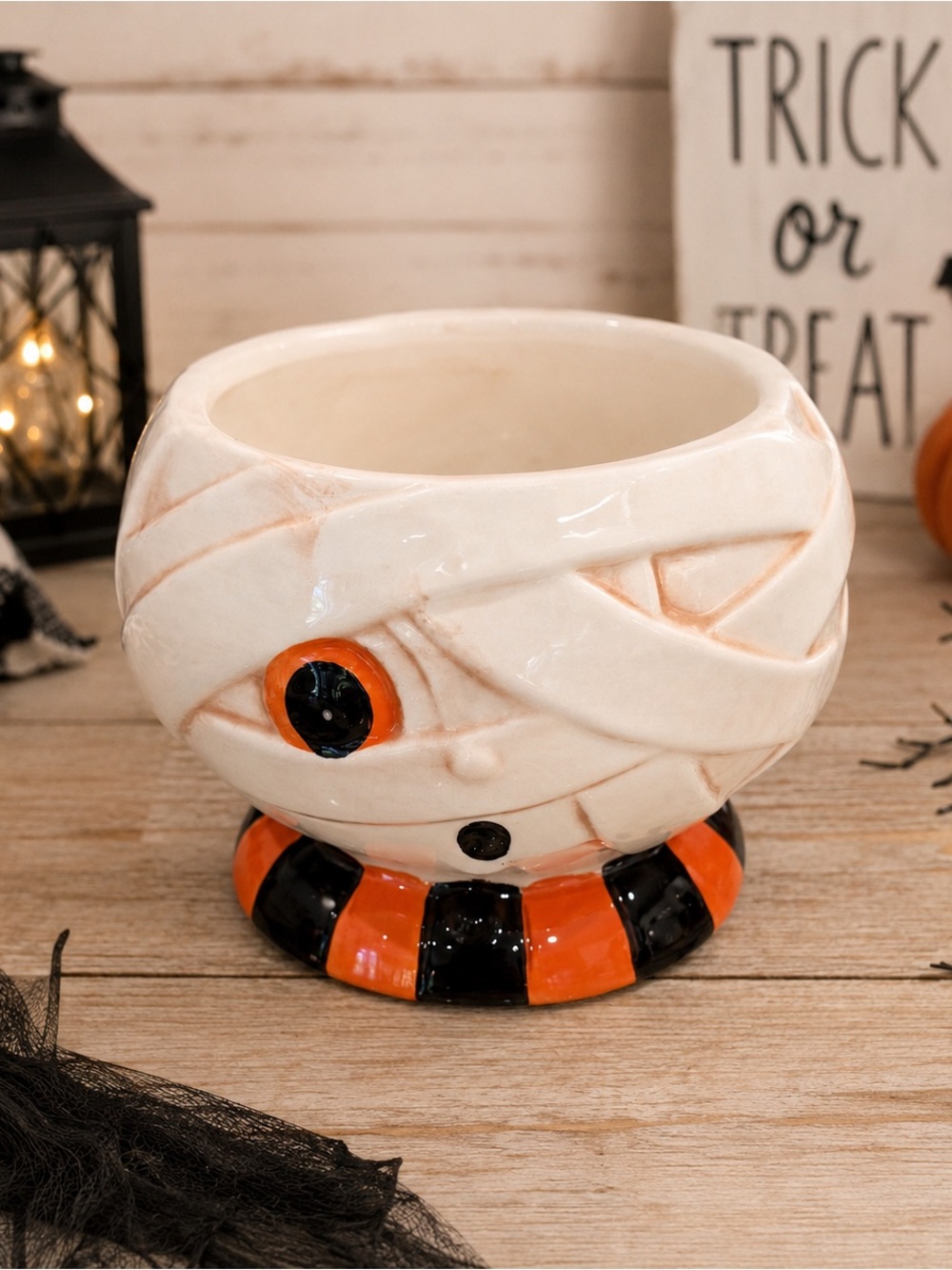 NEW Johanna Parker Mummy Bowl Halloween Candy Dish Vintage Style Decor